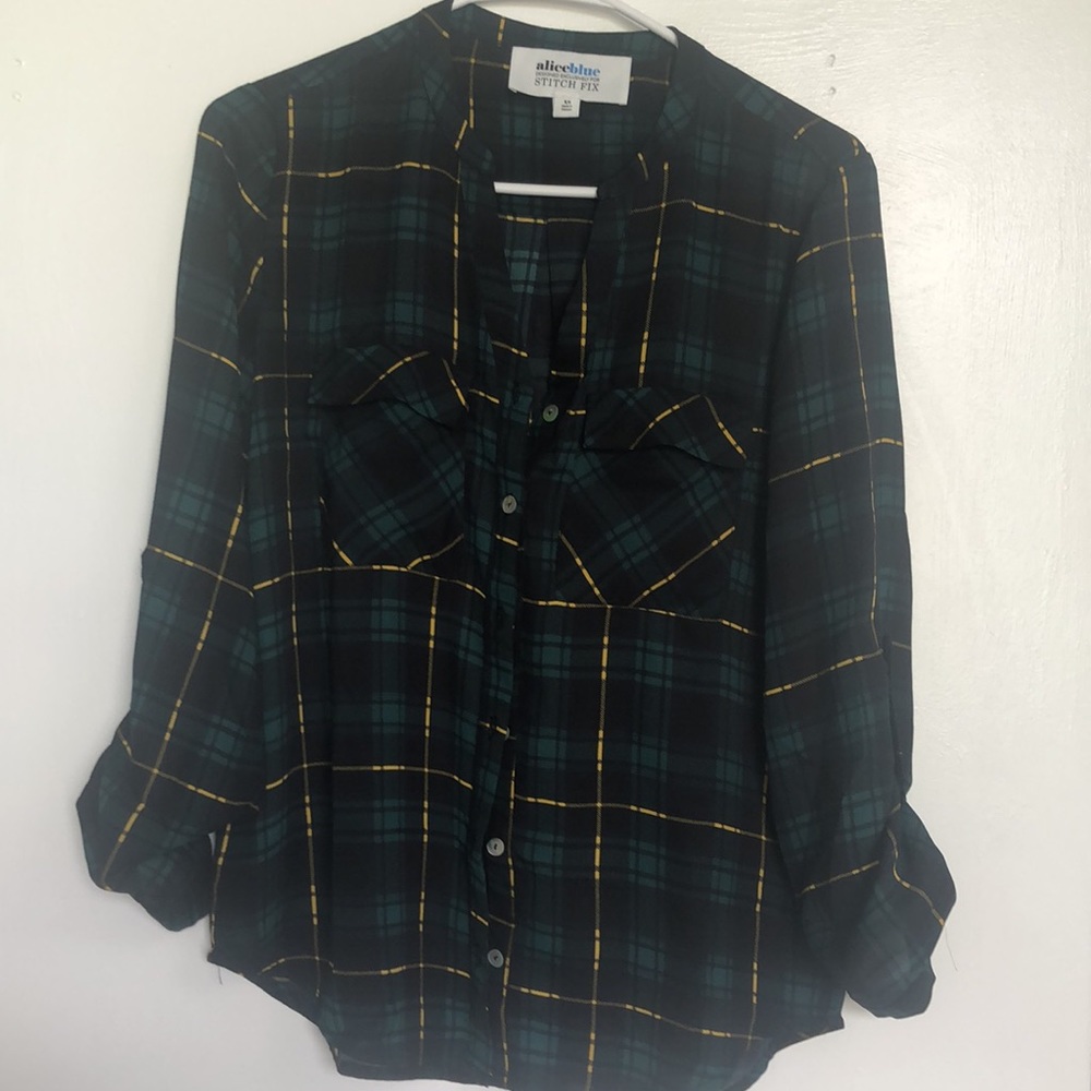 Plaid button down blouse